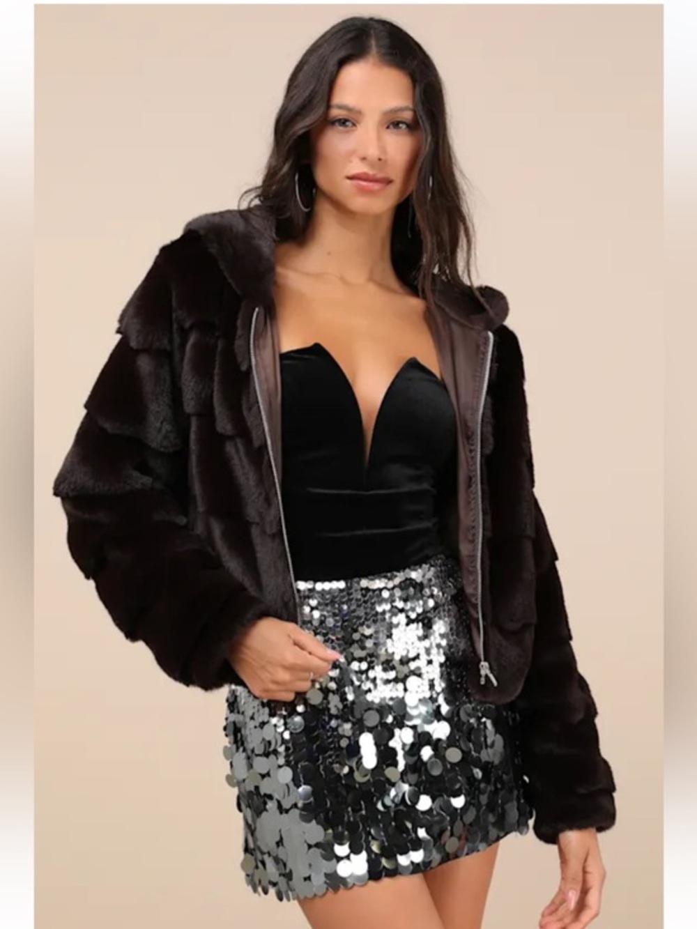 NWT Lulus Notorious Radiance Gunmetal Sequin High Rise Mini Skirt